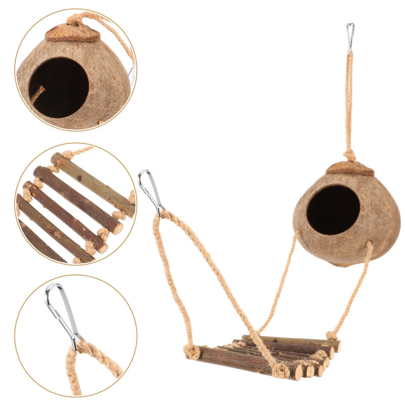 Cachette Noix de Coco avec Échelle – Accessoire Terrarium pour Reptiles et Geckos