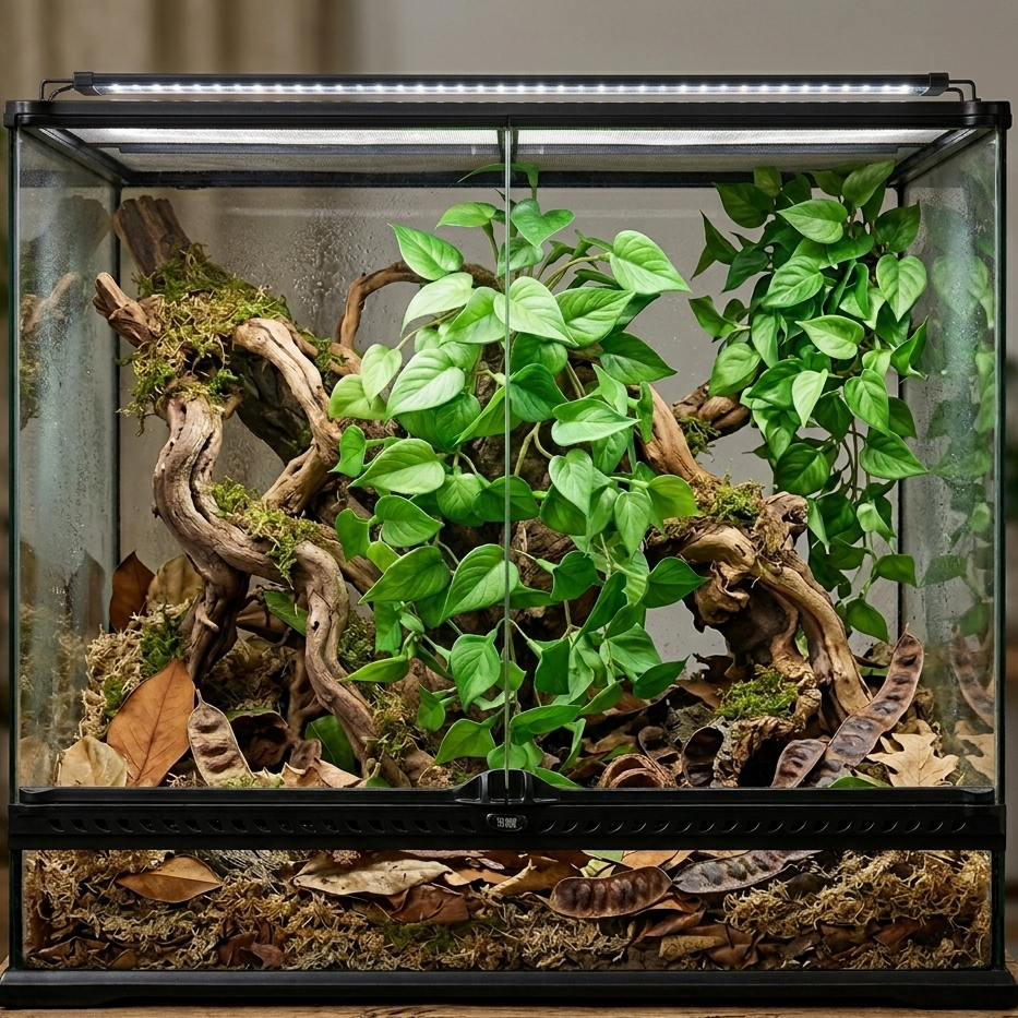 terrarium tropical avec Plante verte artificiel réaliste pour terrarium