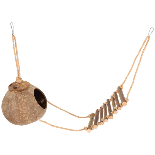 Cachette Noix de Coco avec Échelle – Accessoire Terrarium pour Reptiles et Geckos