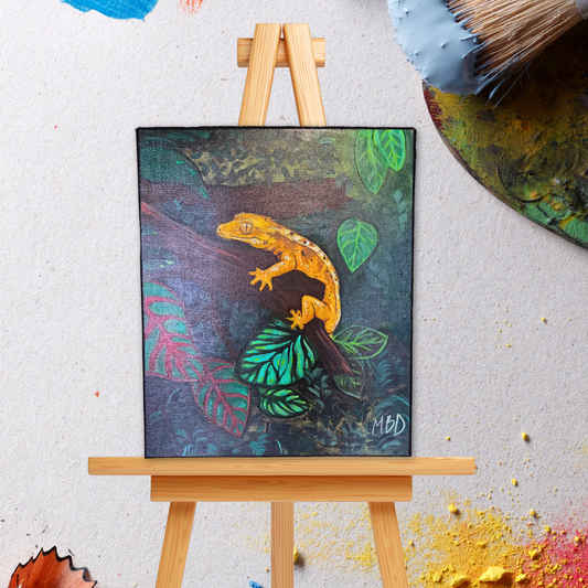 Peinture Scarlett – Gecko à crêtes d’Alban sur toile | Mes Bestioles d’abord
