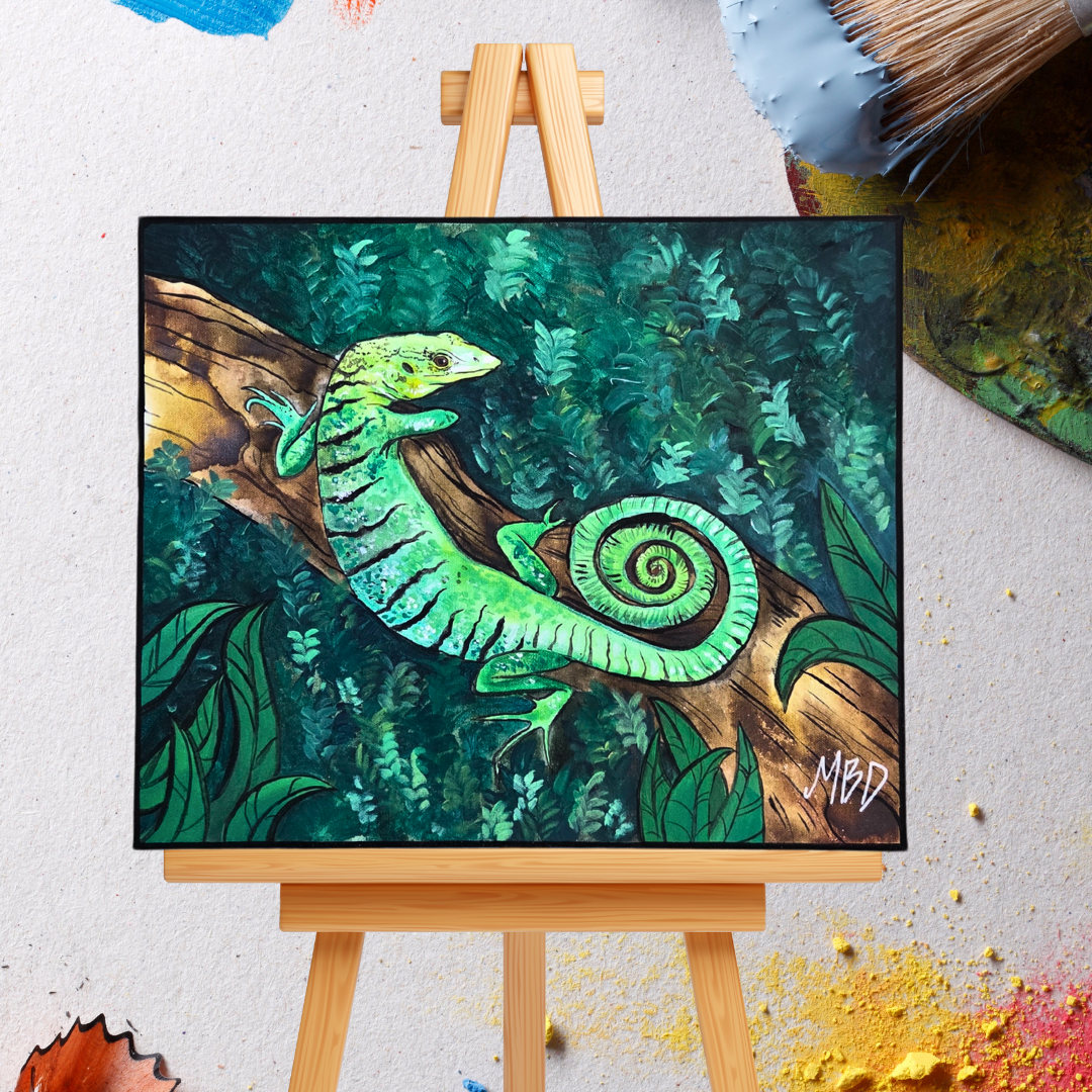 Toile artisanale Varanus prasinus par Djael – Peinture unique